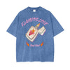 Flaming Love Oversized Tee - Blue Tee Maku 