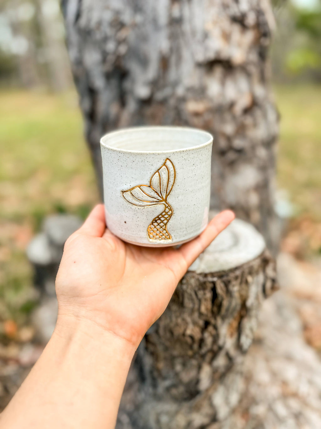 Mermaid Tail - Ceramic Mug : Without handle Wolf and Clay Pty Ltd 