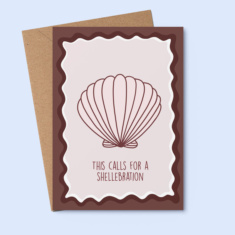 Calls For A Shellebration GREETING CARD. Brown, wavy, shell From Rosalie 