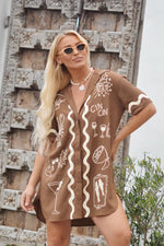 Wine Club Shirt Dress - Brown Dress Palm Collective 