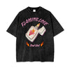 Flaming Love Oversized Tee - Black Tee Maku 