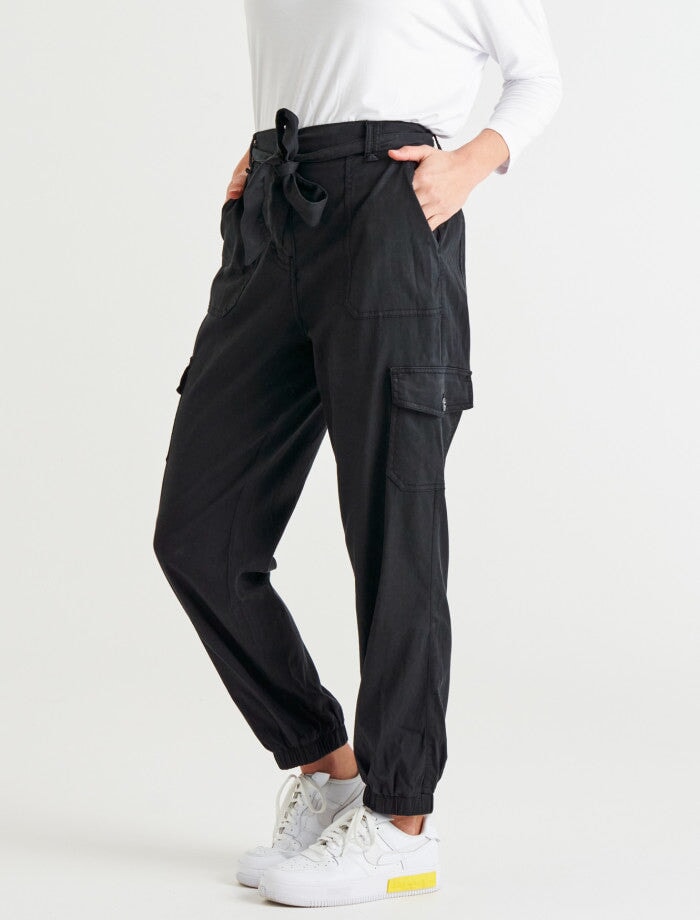 Canterbury Lyocell Cargo Pants - Charcoal Pants Betty Basics 