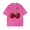 Cherry Baby Acid Wash Oversized Tee - Rose Red Tee Maku 