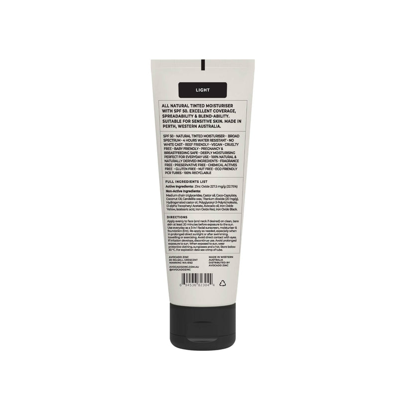 SPF 50 Natural Tinted Moisturiser - Light Avocado Zinc 
