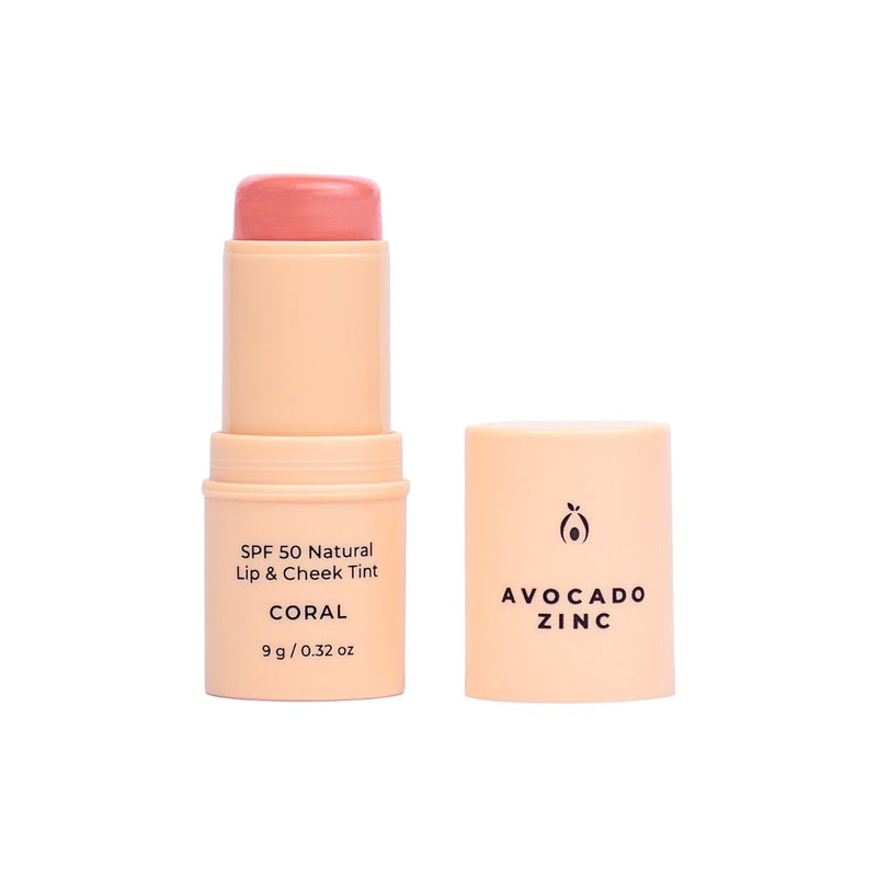 SPF 50 Natural Lip & Cheek Tint - Coral Avocado Zinc 