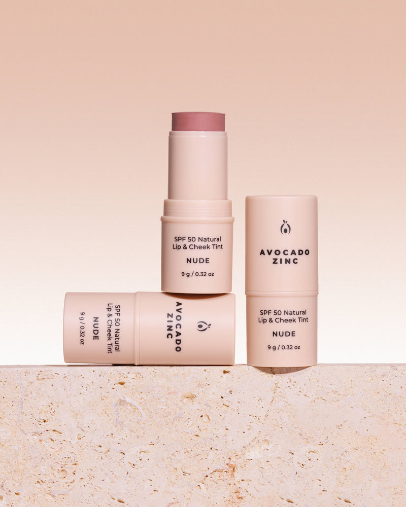 SPF 50 Natural Lip & Cheek Tint - Nude Avocado Zinc 