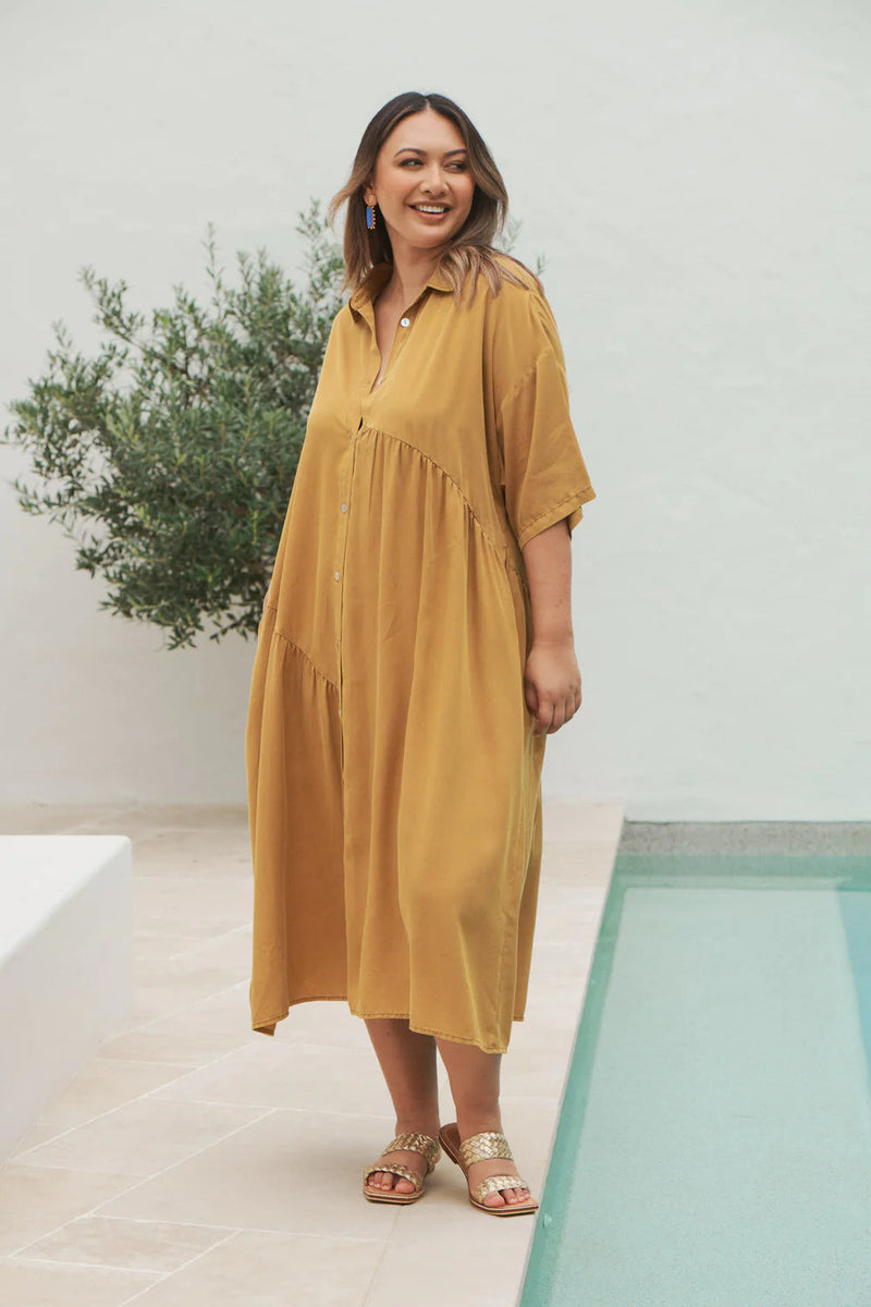 Elan Shirt Dress - Honey Top Eb & Ive 