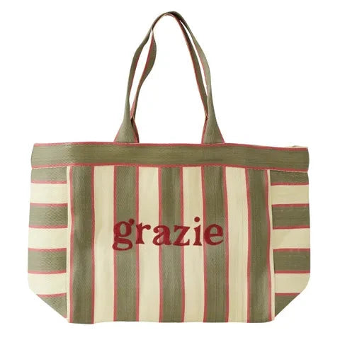 Grazie Recycled Large Tote - Olive Homewares Coast To Coast 
