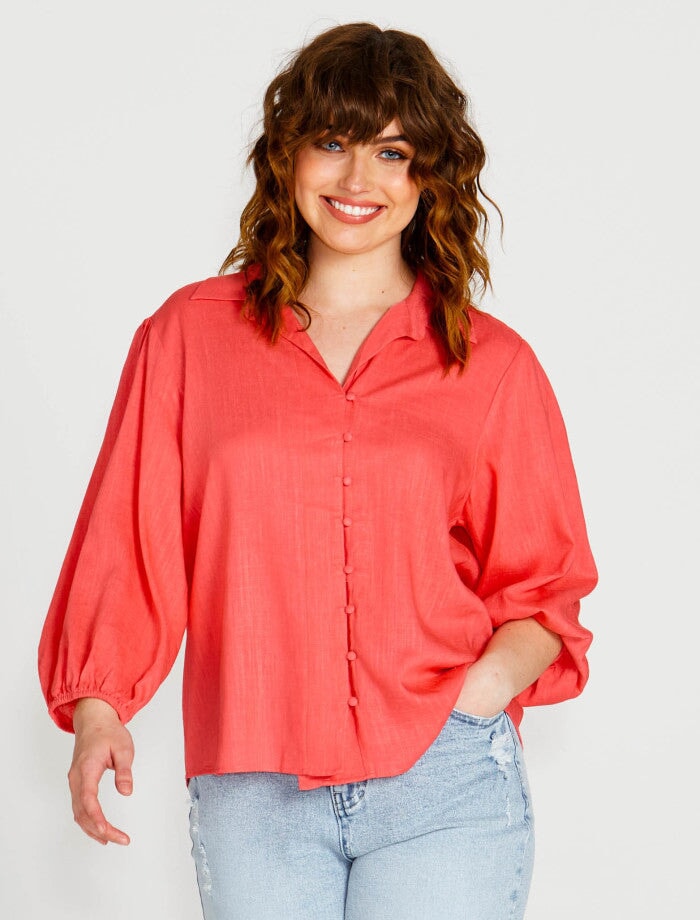 Francesca Relaxed Blouse - Pink Blouse Sass 