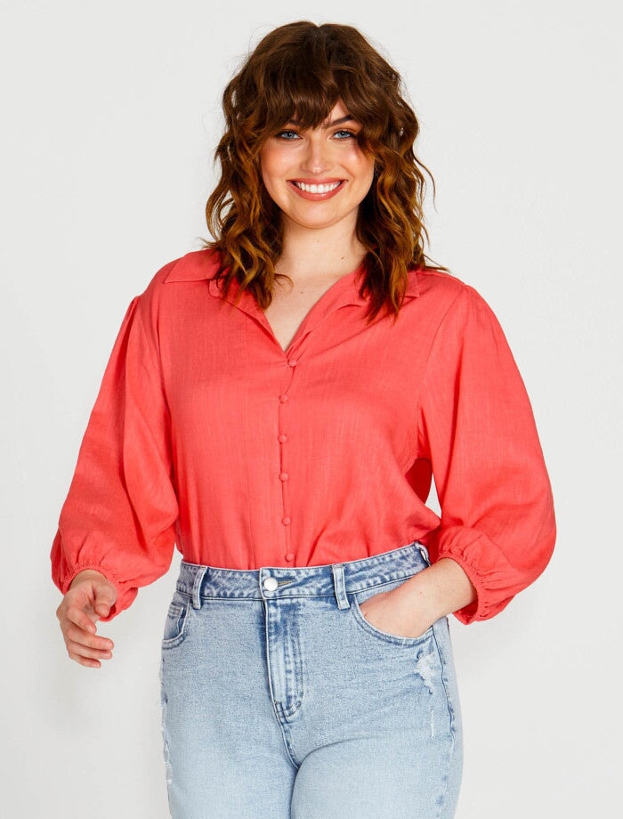 Francesca Relaxed Blouse - Pink Blouse Sass 