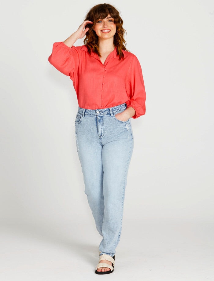 Francesca Relaxed Blouse - Pink Blouse Sass 