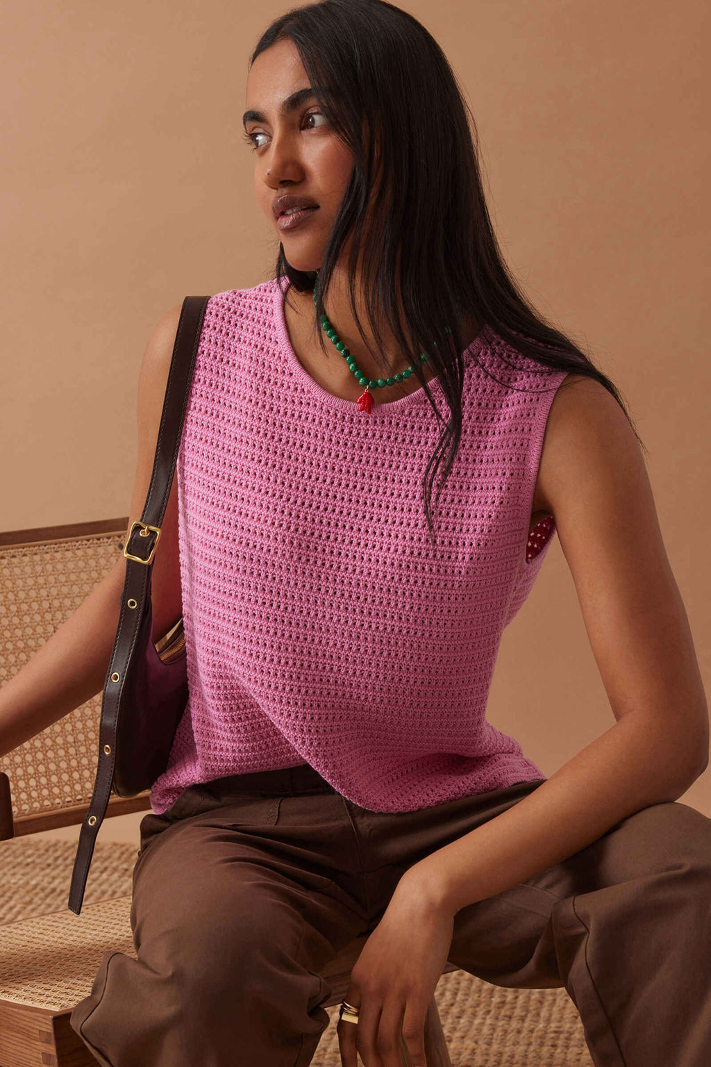 Margot Mesh Knit Tank - Hibiscus Pink Tank Ceres Life 