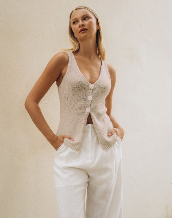 Valerie Knit Tank - Oatmeal Top White Closet 