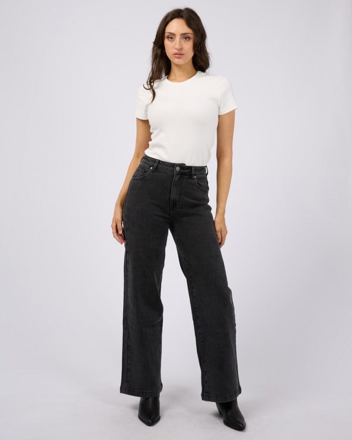 JACQUI WIDE LEG - Washed Black Pants All About Eve 