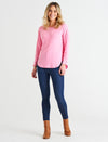 Malika Ribbed Long Sleeve Tee - Candy Pink Shirts & Tops Betty Basics 