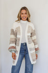Boho Stripe Cardi - Latte/Sage Knit Miracle 