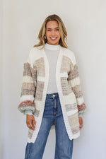 Boho Stripe Cardi - Latte/Sage Knit Miracle 