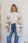 Boho Stripe Cardi - Latte/Sage Knit Miracle 