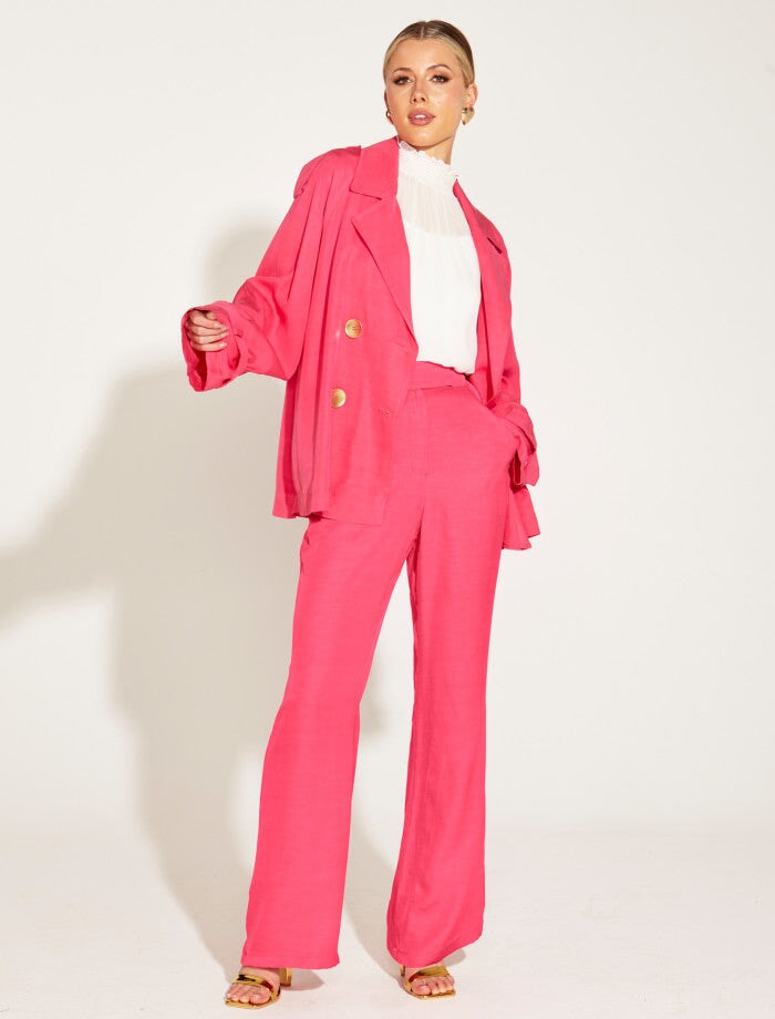 One And Only High Waisted Flared Pant - Pink Pants Fate + Becker 