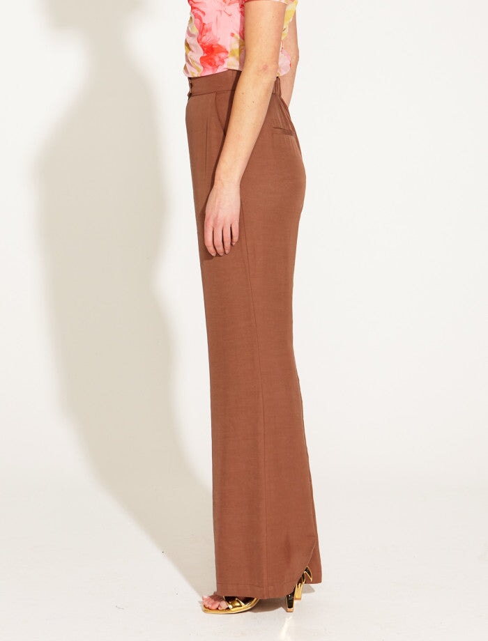 One And Only High Waisted Flared Pant - Mocha Pants Fate + Becker 