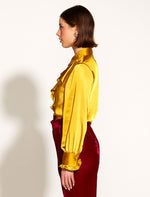 Only She Knows Ruffle Shirt - Gold Blouse Fate + Becker 
