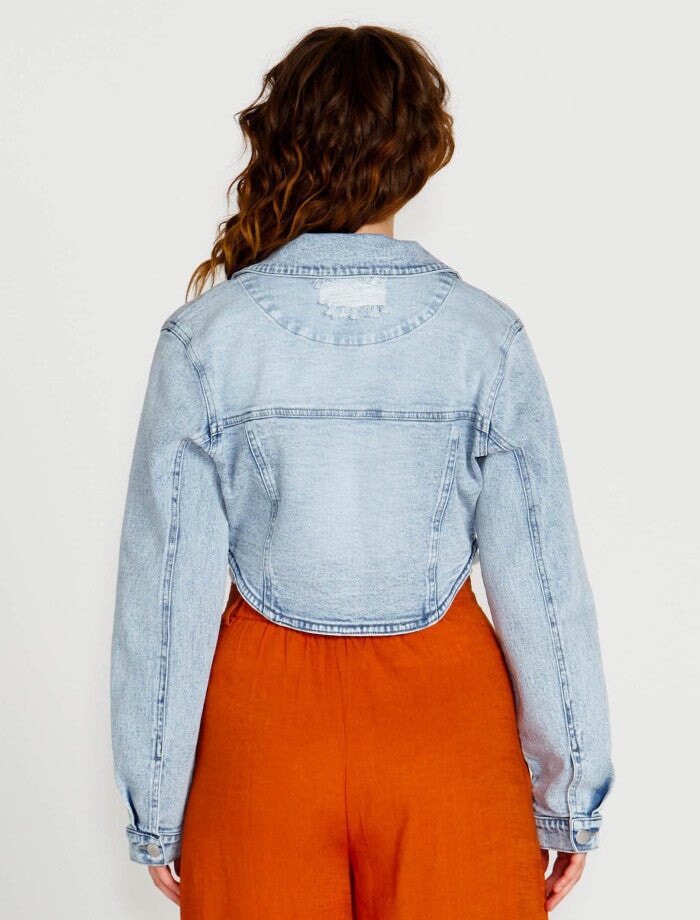 Rhea Cropped Denim Jacket Denim Jacket Sass 