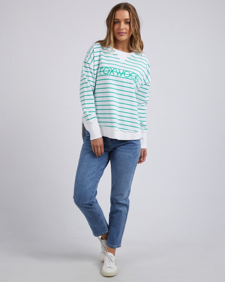 Simplified Stripe Crew - Green Jumper Foxwood 