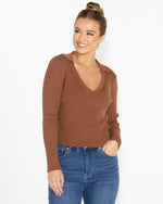 Talana Collared Knit - Brown Shirts & Tops Sass 