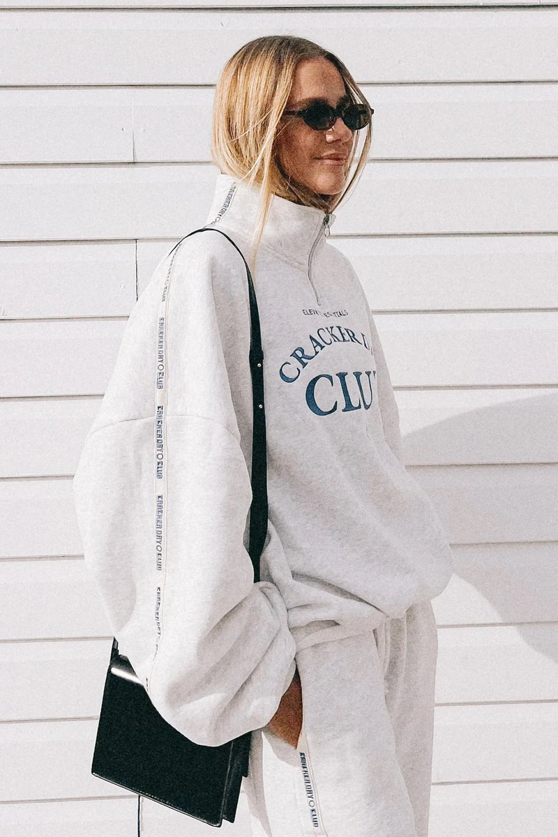 **PRE ORDER** Cloud Quarter Zip Sweat - Grey Marle Jumper Cracker Day Club 