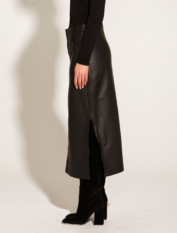 Underground Leather Midi Skirt Skirt Fate + Becker 