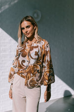 Barcelona Button Top - Mocha Swirl Top St Germain 