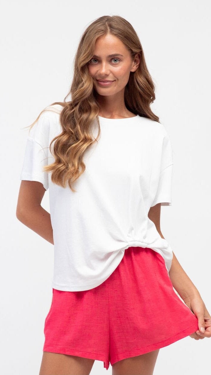 Side Stripe Shorts - Coral Jeans Label Of Love 