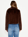 Xanthe Cropped Fur Jacket - Chocolate Fur Jacket Sass 