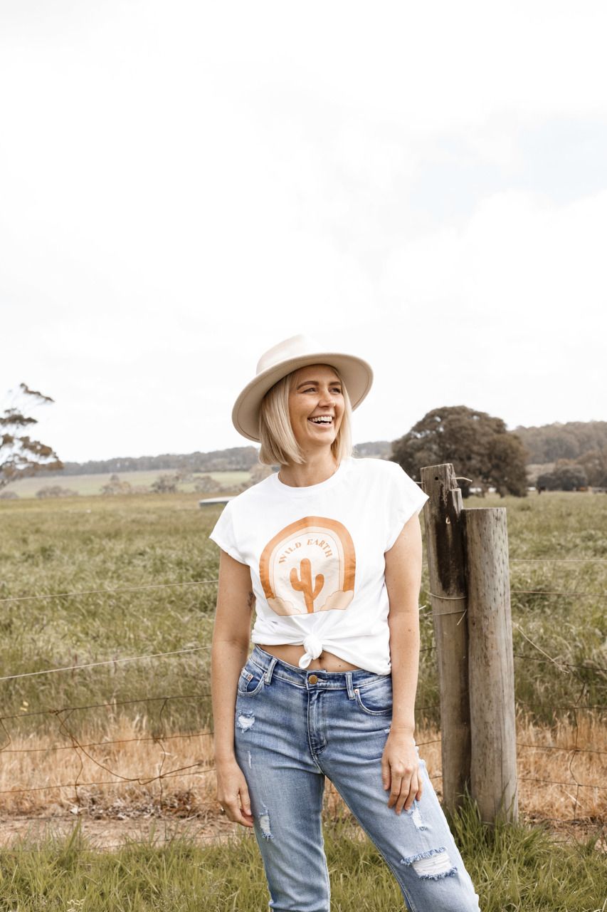 Wild Cactus Tee - White Tshirt Wild Earth Trading Co 