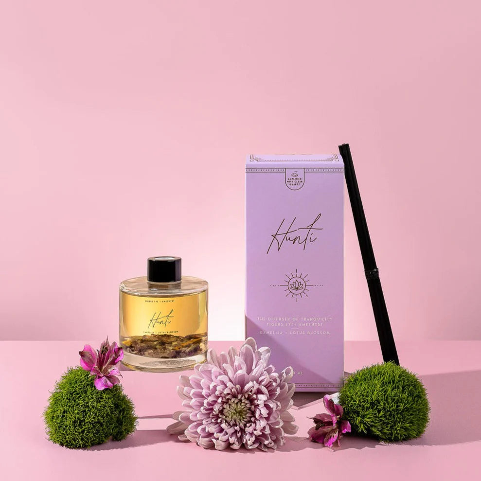 Hunti' | Crystal Diffuser of Tranquility | Camellia And Lotus Blossom Aroma Oil Candles Three Suns 